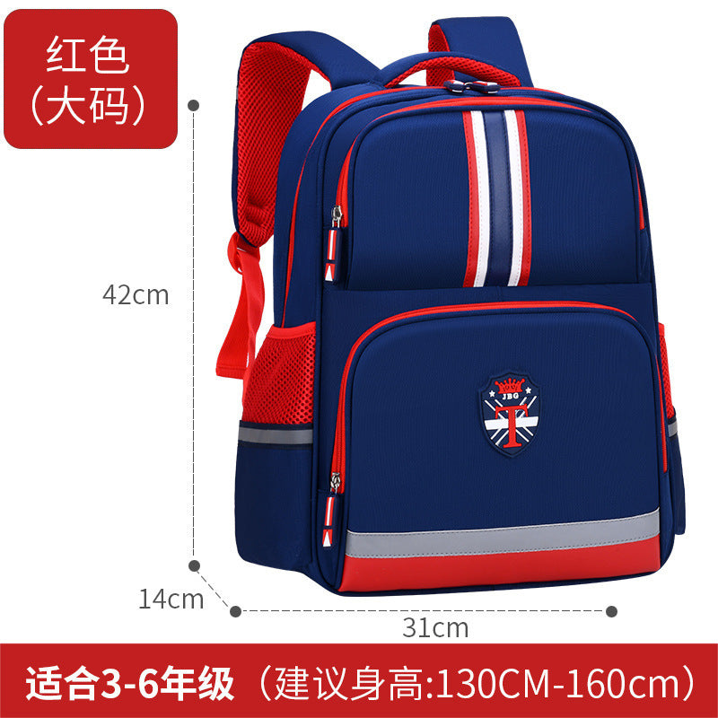 British style schoolbag primary school students boys and girls large-capacity load reduction spine protection 6-12 years old word LOGO children's backpack 