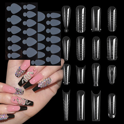 Silicone extension nail film 12 pieces French nail art crystal nail film mold-free frosting paperless extension glue 