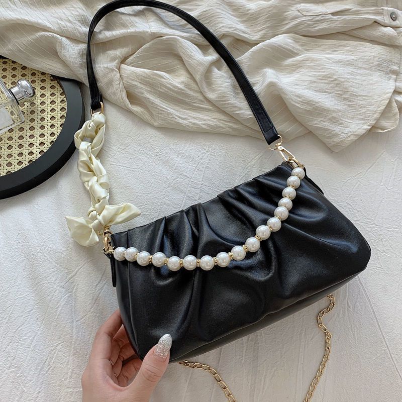 Pearl fold cloud armpit bag niche bag female 2022 new summer all-match one-shoulder Messenger bag 