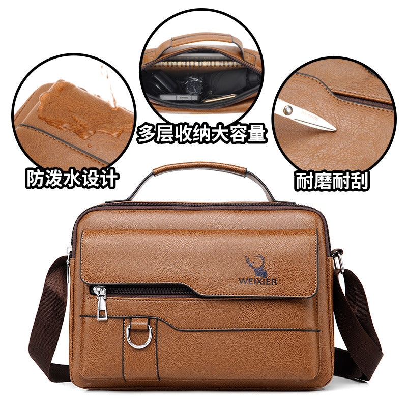 Men's Business Messenger Bag Large Capacity Computer Bag Men's Casual Light Portable Messenger Bag Retro Shoulder Bag 