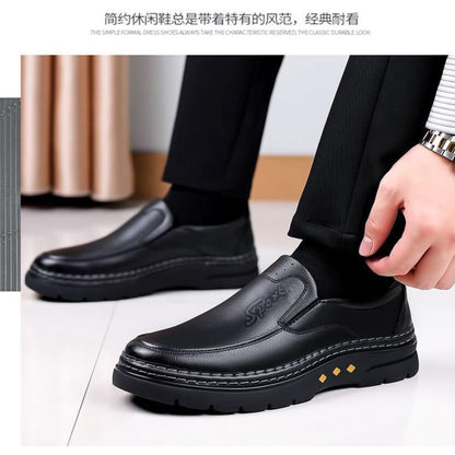 2022 new spring and autumn men's leather shoes business casual leather shoes all-match non-slip soft bottom middle-aged dad shoes 