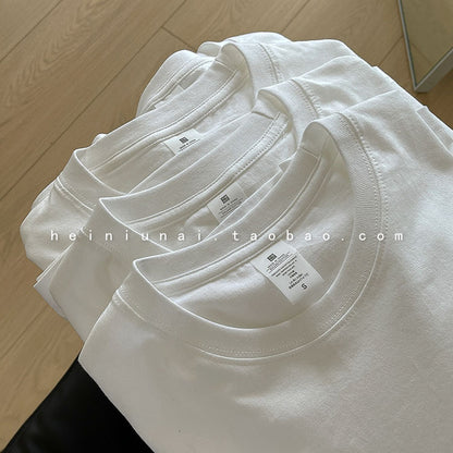 230g heavy cotton short-sleeved t-shirt women's 2023 new solid color round neck cotton loose trendy brand half-sleeved bottoming 