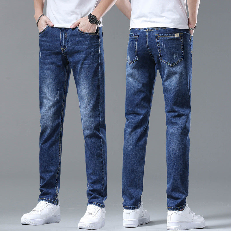 2023 New Jeans Men's Straight Slim Elastic Casual Pants Teen Trend Men's Long Pants လက်ကား