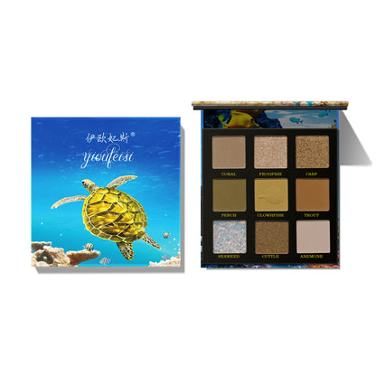 Spot Iofeisi nine-color ocean eyeshadow palette matte pearlescent eyeshadow earth-tone eyeshadow palette ritual beauty makeup 