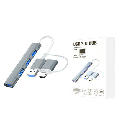 Type-C တစ်ခုမှလေးခု USB3.0 တိုးချဲ့အထိုင် အဒက်တာကြိုး MAC စာအုပ် မိုဘိုင်းလ်ဖုန်း လေးလုံးထိုး ပြောင်းပေးတဲ့ OTG