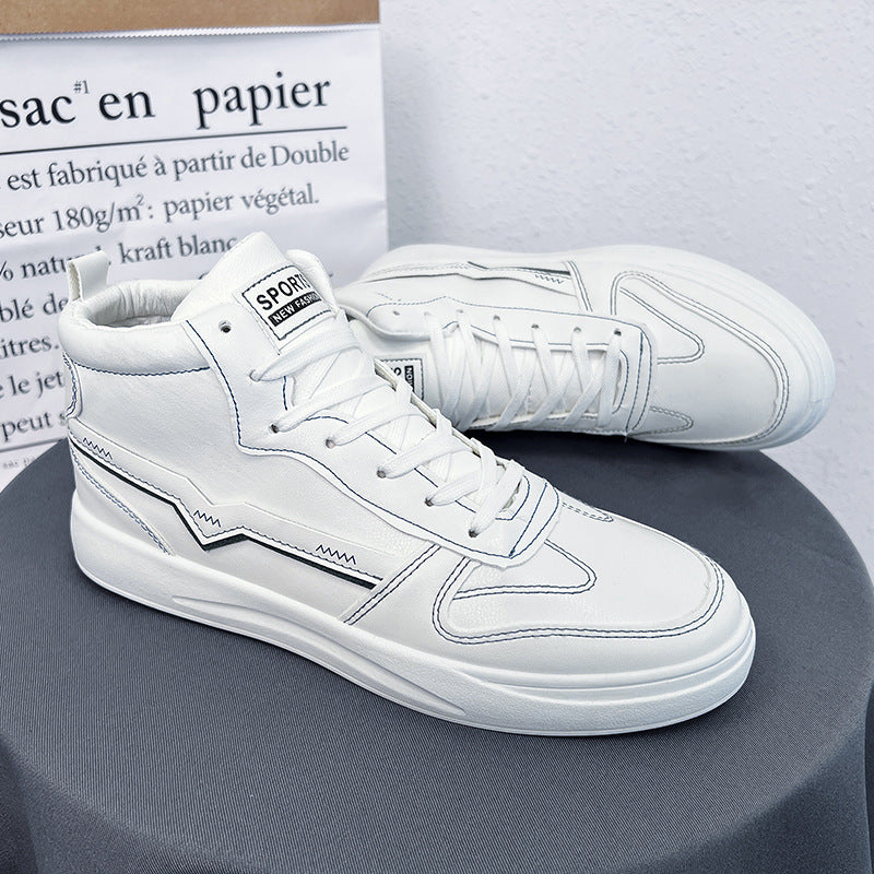 2022 spring new hot style high-top small white board shoes trendy all-match sports casual men's shoes trendy white shoes 599 