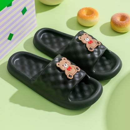 EVA soft bottom home slippers female summer wear cute bear home cool home indoor bathroom bath sandals non-slip 