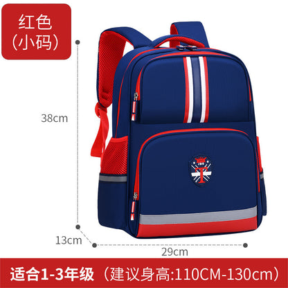 British style schoolbag primary school students boys and girls large-capacity load reduction spine protection 6-12 years old word LOGO children's backpack 