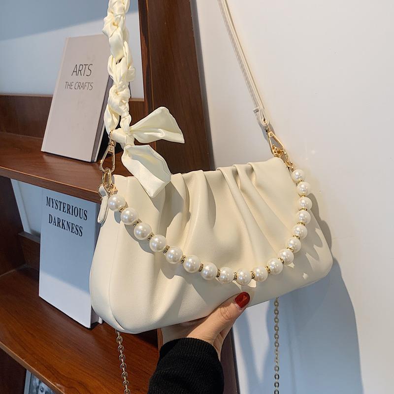 Pearl fold cloud armpit bag niche bag female 2022 new summer all-match one-shoulder Messenger bag 