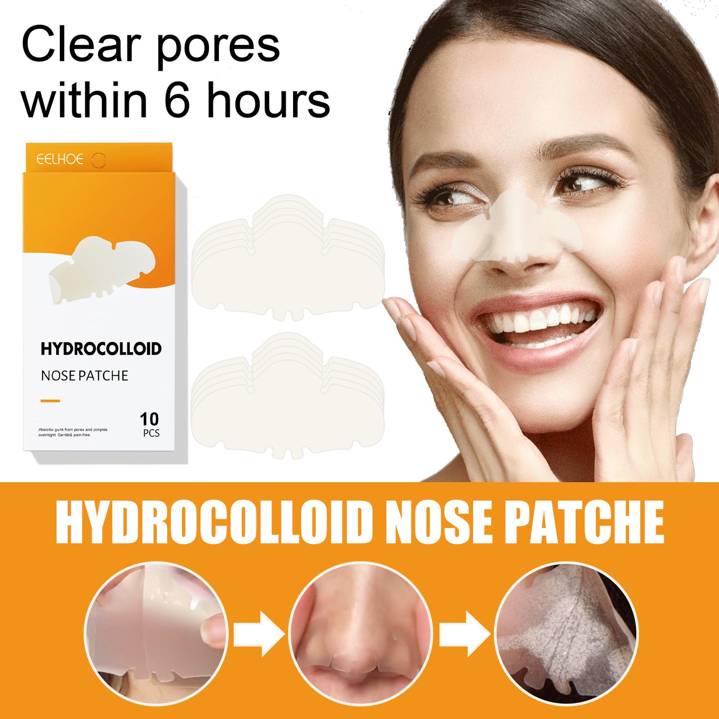 Nose patch သည် ချွေးပေါက်များကို သန့်စင်စေပြီး အဆီပြန်ခြင်းကို သန့်စင်ပေးသည်၊ အမည်းစက်များကို ဖယ်ရှားပေးသည်၊ အမည်းစက်များနှင့် ဝက်ခြံများကို ဖယ်ရှားပေးကာ အဆီပြန်ခြင်းကို ညင်သာစွာ ထိန်းချုပ်ပေးပြီး အဆီပြန်ခြင်းကို ဖယ်ရှားပေးပါသည်။ 