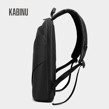 Kabinu backpack 2021 new men's computer backpack leather film solid color single layer lightweight logo business 