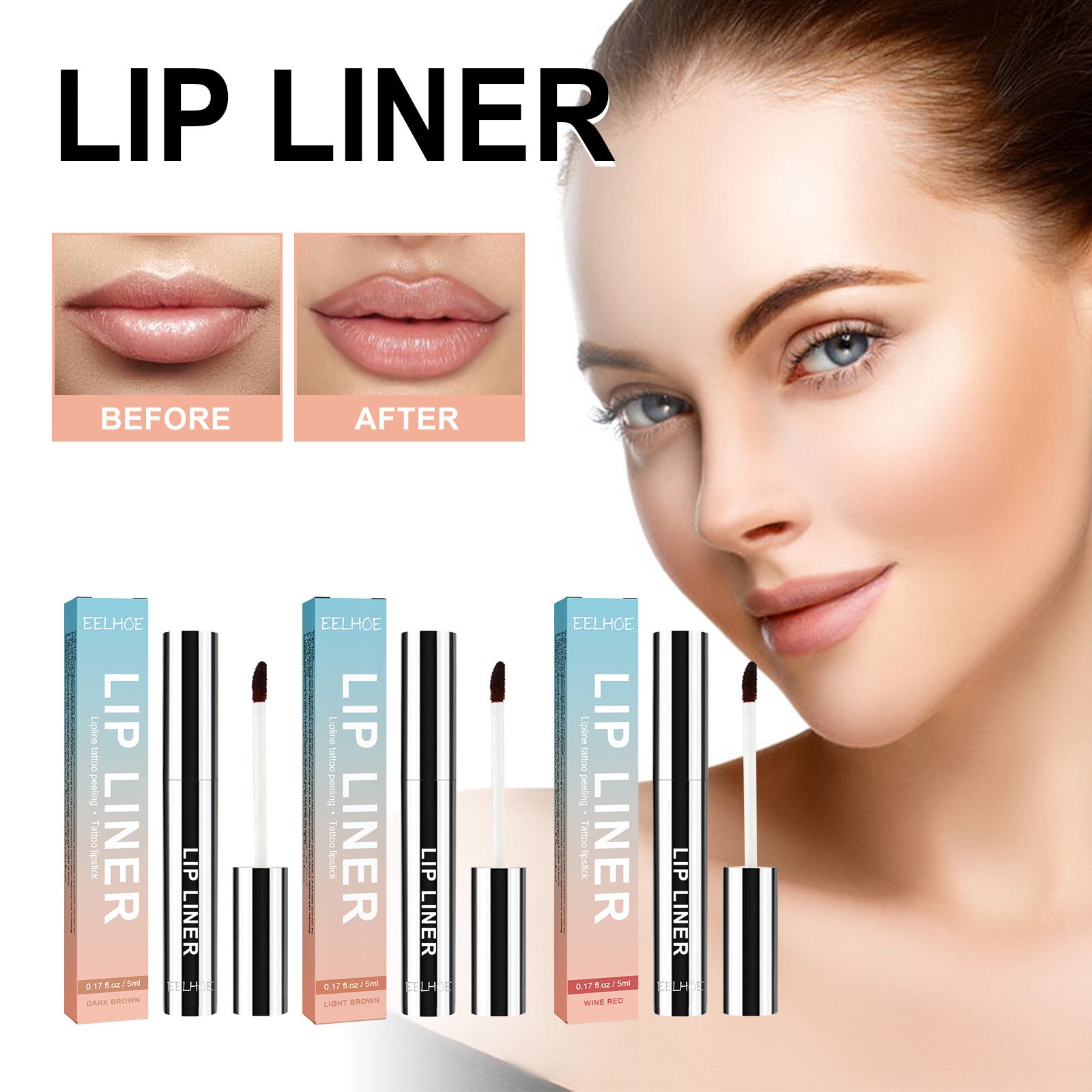 EELHOE peel-off lip liner outlines lip shape and reveals lip color  waterproof non-smudge peel-off lip liner lip brush – 7 MART