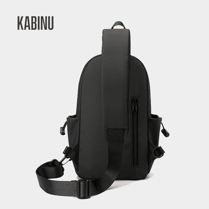 Kabinu men's chest bag leather film is waterproof and wear-resistant solid color business casual mobile phone bag bag student crossbody bag 