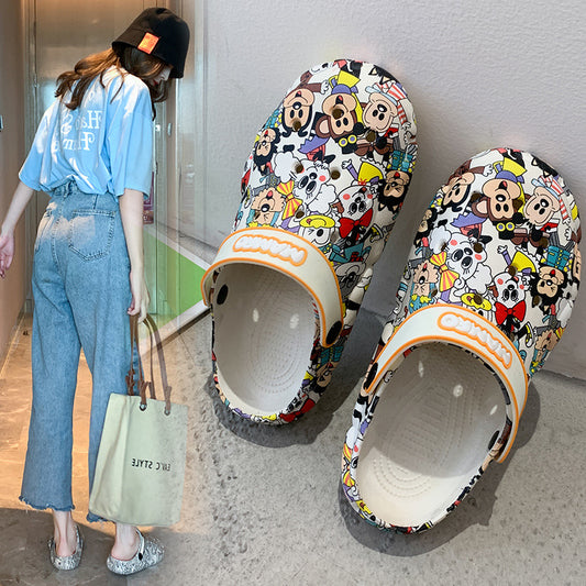 Summer hole shoes women's new beach garden shoes outdoor Baotou wear non-slip PVC casual sandals and slippers women's shoes 