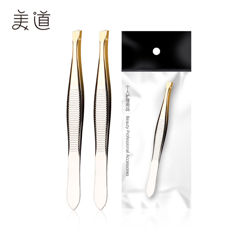 Spot high-end horizontal stripe gold eyebrow clip eyebrow trimming tweezers gold oblique eyebrow trimming tool 