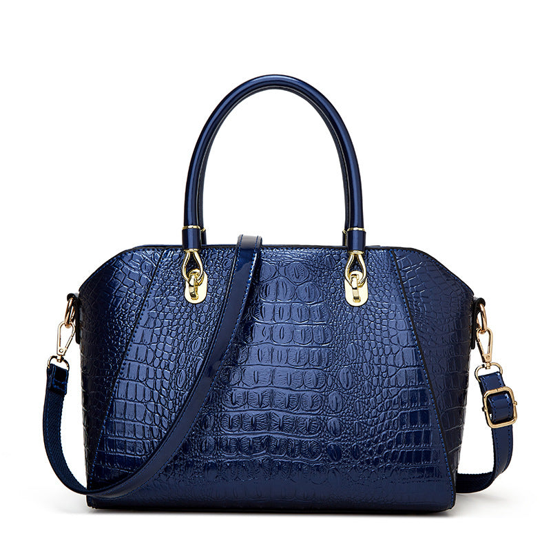 2023 Fashion Classic Patent Leather Glossy Crocodile Pattern Handheld Ladies Bag European and American Simple and Attractive Shoulder Bag Crossbody Bag 