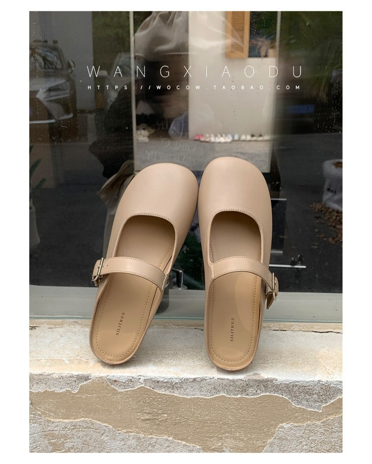 Xin Yuda ~ Caramel Macchiato Flat Mary Jane အမျိုးသမီးဖိနပ် 2023 Baotou တစ်ဝက်တစ်ပျက်အမျိုးသမီးဖိနပ်အသစ် 