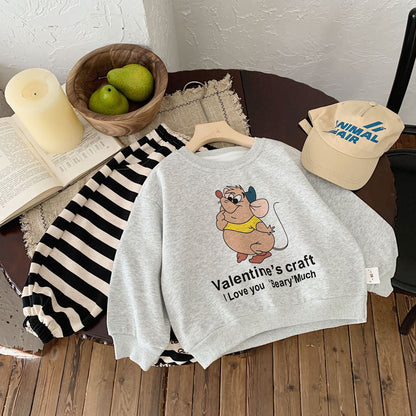 Bangcheng children's round neck sweatshirt 2024 spring new boy cartoon animal print sweatshirt pullover G0017 