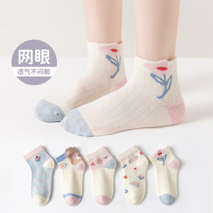 Children's summer thin socks boys girls summer children's socks summer thin socks short tube mesh socks cartoon 