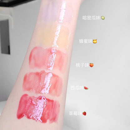 kekemood Sweet Moisturizing Lip Oil Watery Transparent Moisturizing Anti-Drying Honey Peach Flavored Glass Lip Gloss 