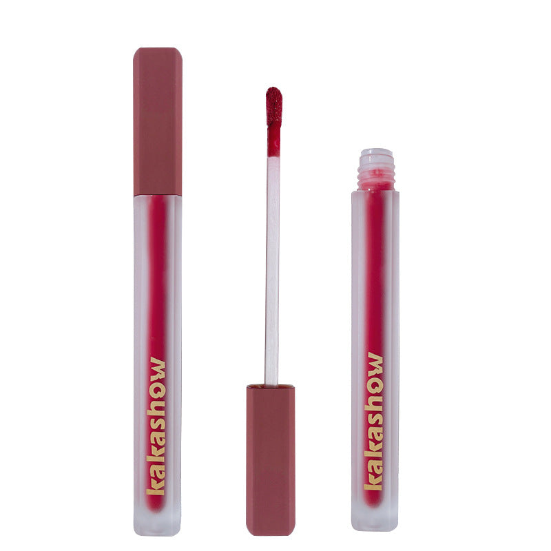 Kakashow pink satin lip glaze velvet matte lip glaze whitening lipstick non-fading lip gloss air lip glaze wholesale