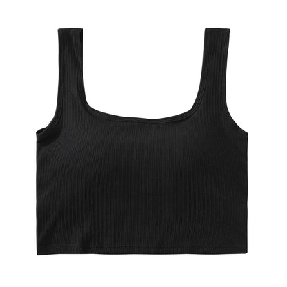 Japanese and Korean all-match outerwear small vest women's underwear fixed cup wide shoulder girl sexy vest wrap chest yoga bra 