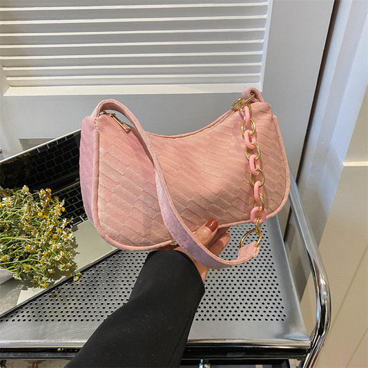 Women's chain splicing small bag women's 2023 spring and summer new foreign-style one-shoulder armpit bag this year's popular women's bag 