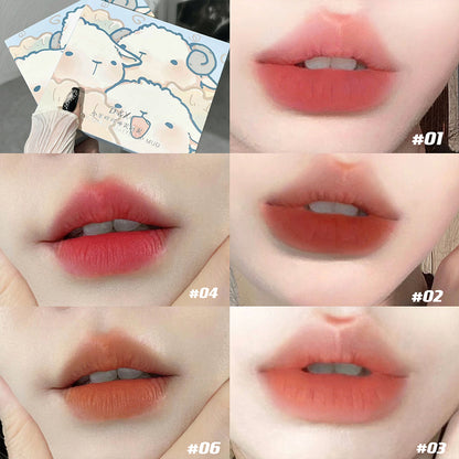 DIXI lamb bleating matte lip mud set 6 ရောင် velvet matte lip glaze အဖြူရောင် လိမ္မော်ရောင် စွယ်စုံရ အမျိုးသမီး လက်ကား 