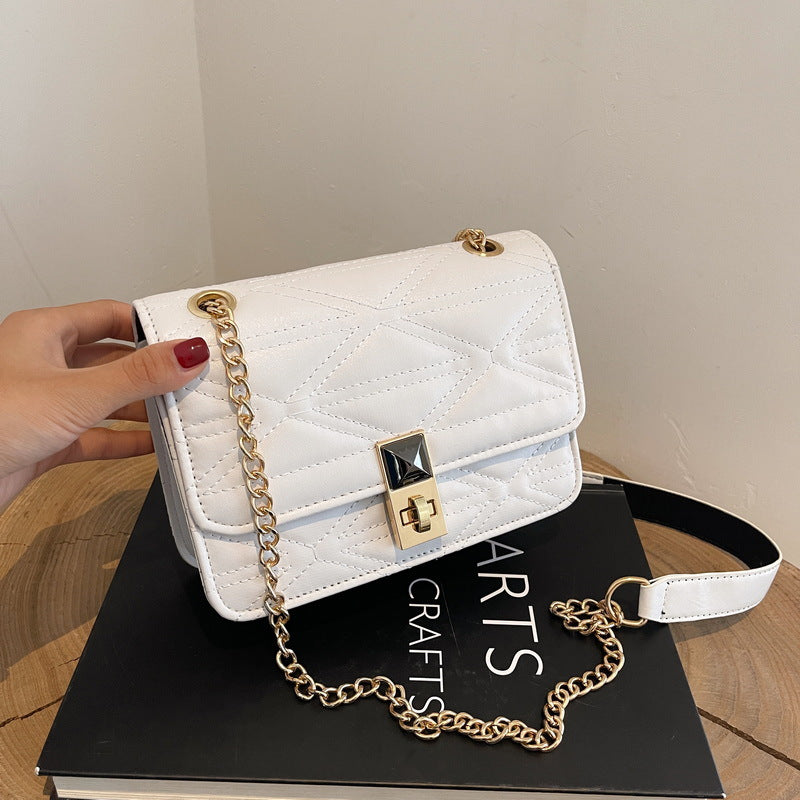 Foreign trade popular texture women's bag 2021 new trend one shoulder Messenger small square bag chain fashion rhombic underarm bag 