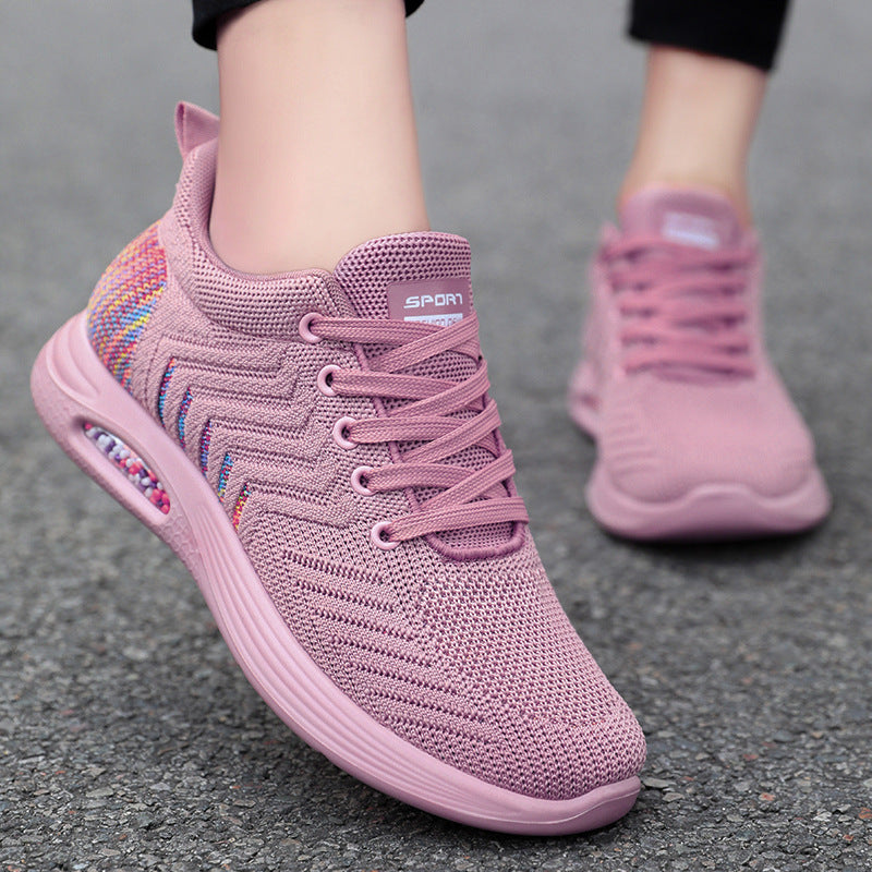 Shoes women's 2023 spring new women's shoes one piece air cushion shoes polyurethane flying woven casual sports shoes women 