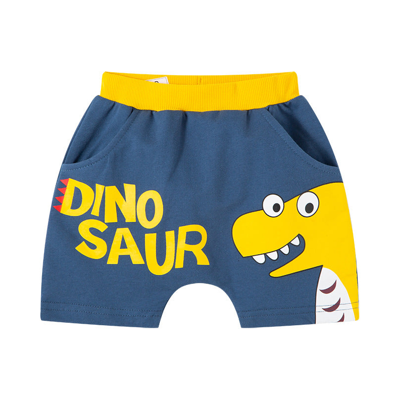 Summer new children's shorts cartoon dinosaur big PP pants boys shorts baby bottoms harem pants trendy 