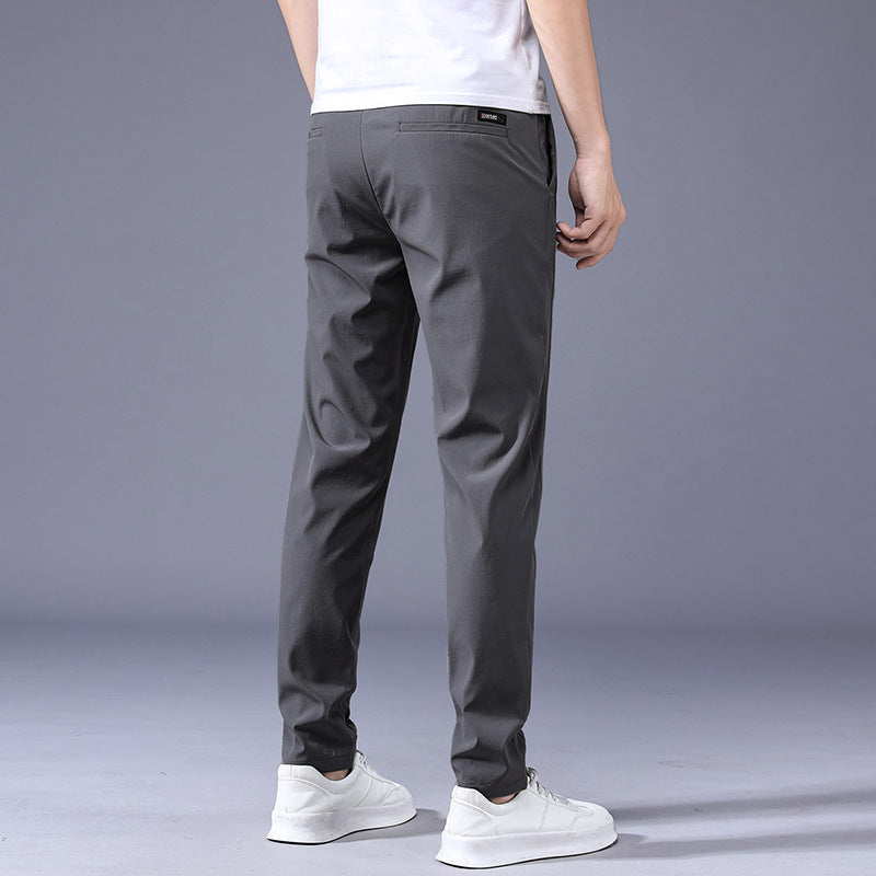 2023 Summer Ice Silk Thin Sports Pants Men's Straight Loose Elastic Non-ironing Casual Pants Workwear Pants Wholesale