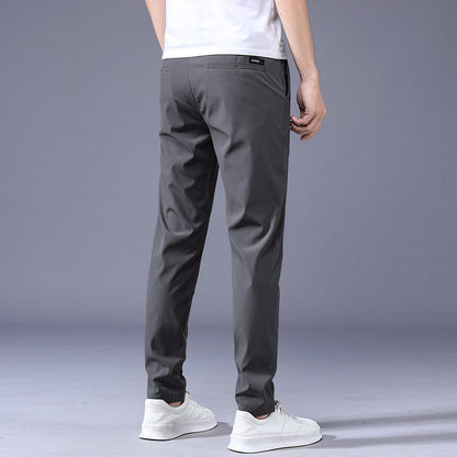 2023 Summer Ice Silk Thin Sports Pants Men's Straight Loose Elastic Non-ironing Casual Pants Workwear Pants Wholesale