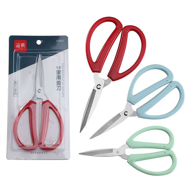 Stainless steel household scissors red handle large red paper-cut student small office stationery handmade tailor civilian scissors 