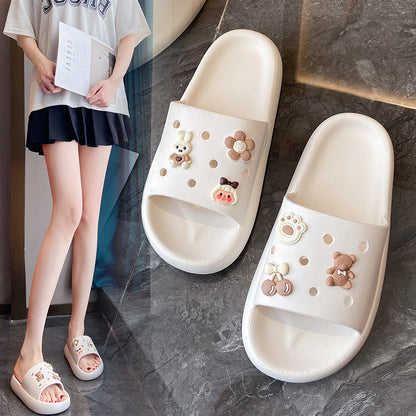 2023 Cute Hole Slippers Women Summer Fashion Outerwear Non-slip Thick-soled Indoor Home Bathroom Soft-soled Sandals and Slippers