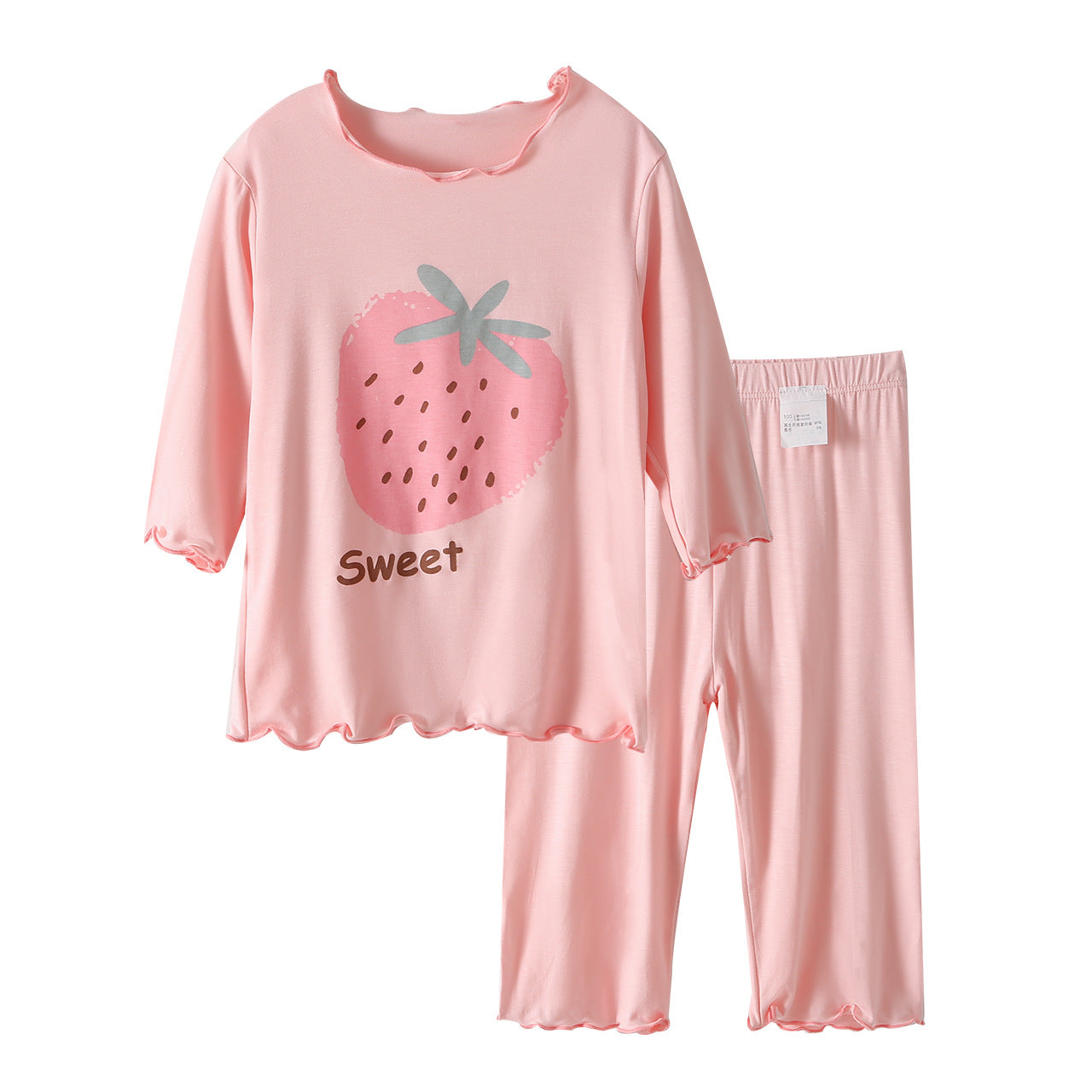 2023 Girls Pajamas Set Home Clothes Children Ice Silk Summer Short Sleeve Sweet Girl Baby Thin Air Conditioning Clothes 