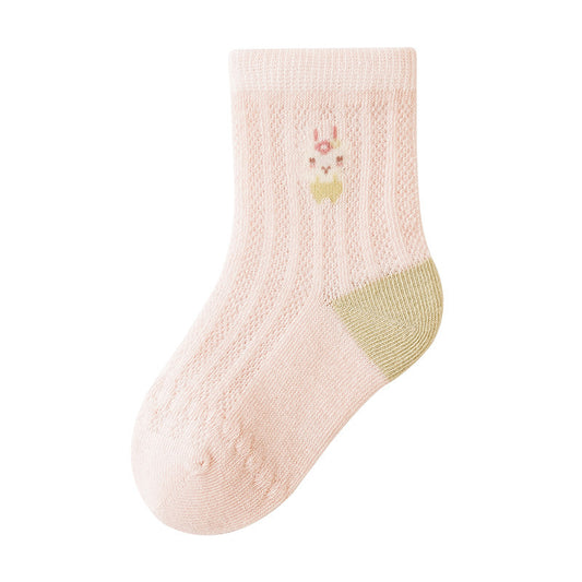 Spring and summer baby socks cartoon cute thin baby socks mesh boneless middle tube cotton socks breathable girls socks