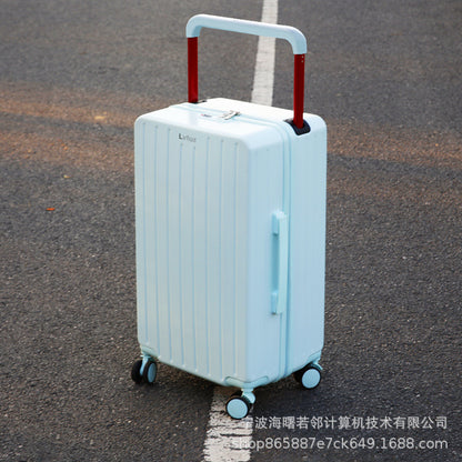 2023 new mid-mounted wide trolley suitcase women's large capacity password suitcase universal wheel internet celebrity trolley suitcase