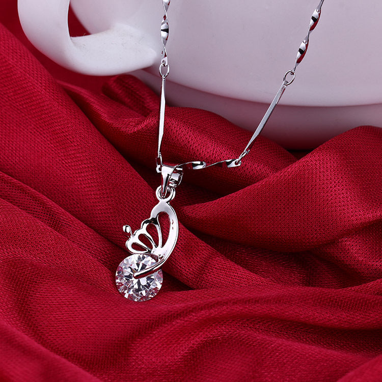 Korean version of the best-selling necklace collection color-preserving hypoallergenic zircon necklace simple temperament geometric heart-shaped necklace for women 