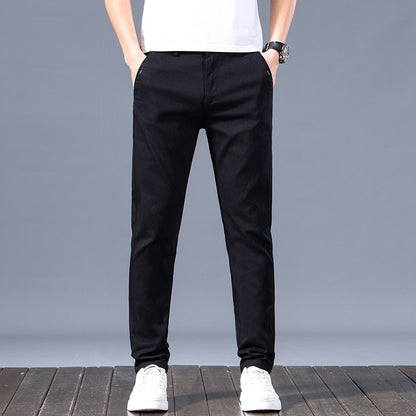 2023 Spring and Autumn New Casual Pants Men's Straight Slim Elastic Elastic Waist Overalls Youth Men's Trousers Wholesale 