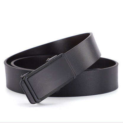 Factory direct sales toothless automatic buckle belt men's leather laser LOGO business leisure belt men's wholesale distribution 