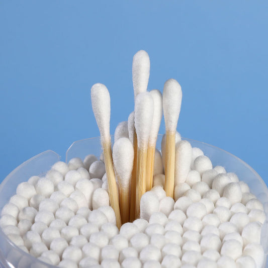 150 pieces of cylindrical spring-capped bamboo stick cotton swabs for cleaning and care, special degreasing cotton swabs, Daming Xiaoai manufacturer wholesale 