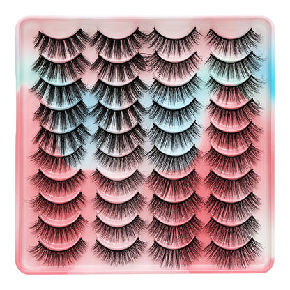 dingsen false eyelashes factory cross-border stable supply of 20 pairs of eyelashes with natural thick one-piece eyelashes 