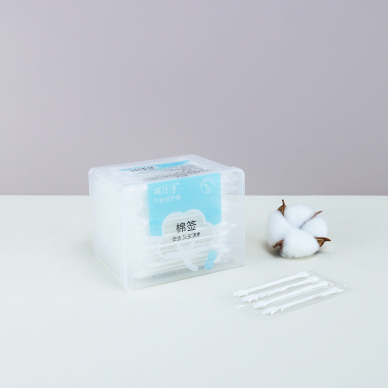 Disposable single individually packaged cotton swab with tip and round head portable paper stick cotton swab 