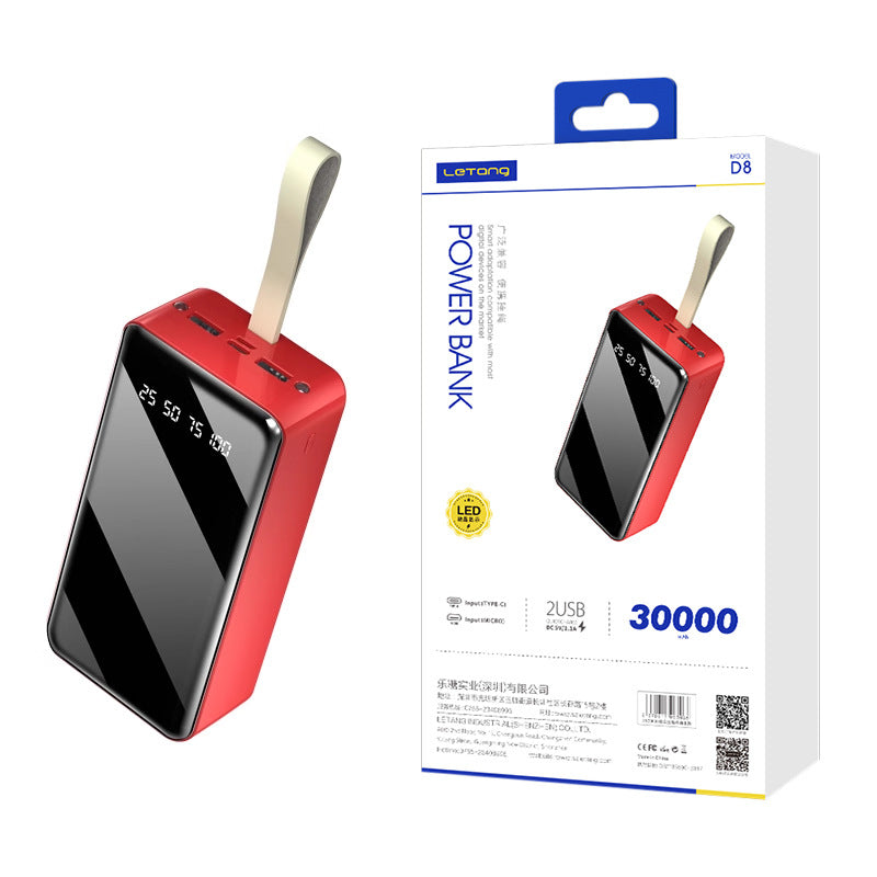 Letang 30000mAh နှစ်လမ်းအမြန်အားသွင်း 2.1A မိုဘိုင်းပါဝါထောက်ပံ့မှု USB dual-port ပြင်ပအလင်းရောင် LED မိုဘိုင်းဖုန်းအားသွင်းခြင်း ရတနာ