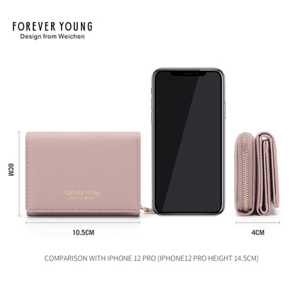 Forever Young Women's Short Wallet Ticket Holder 30% Off ပေါ့ပါးသော ဘက်စုံသုံး နှစ်မျိုးသုံး ကတ်ကိုင်ဆောင်သူ အမျိုးသမီးများ အကြွေစေ့အိတ် 