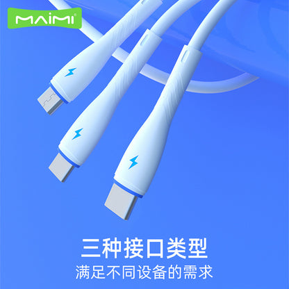 Maimi T63 သည် iPhone အားသွင်းကိရိယာအတွက် သင့်လျော်သော Android Type-C မိုဘိုင်းလ်ဖုန်း တက်ဘလက် 2.4A အားအမြန်သွင်းဒေတာကြိုးအစုံ