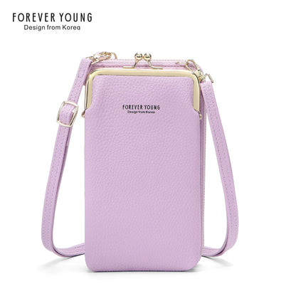 foreveryoung mobile phone bag crossbody Women's bag ရိုးရှင်းပြီး ခေတ်ဆန်သော လိုက်ချီးပုံစံ ကြီးမားသောစွမ်းရည်အကြွေစေ့ပိုက်ဆံအိတ် နိုင်ငံခြားရောင်းဝယ်ရေး 