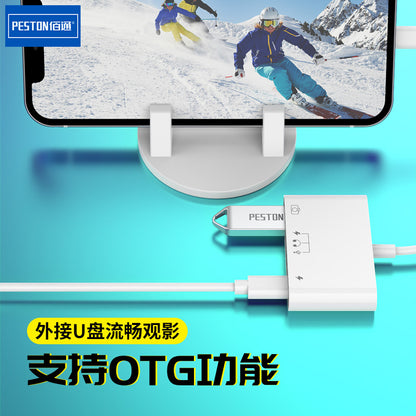 Baitong မိုဘိုင်းလ်ဖုန်း OTG adapter USB3.0 iPhone အတွက် သင့်လျော်သော Ethernet port adapter ဒေတာကြိုး လေးလုံးထိုး၊