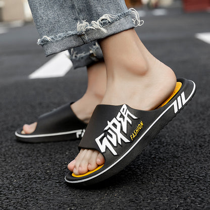 2023 summer men's slippers fashion new trend outside wear flip flops indoor non-slip slippers men's home slippers